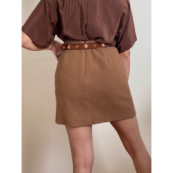 J. Crew Brown Diagonal Ruffle Accent Mini Skirt (S-2) - Picture 7 of 8
